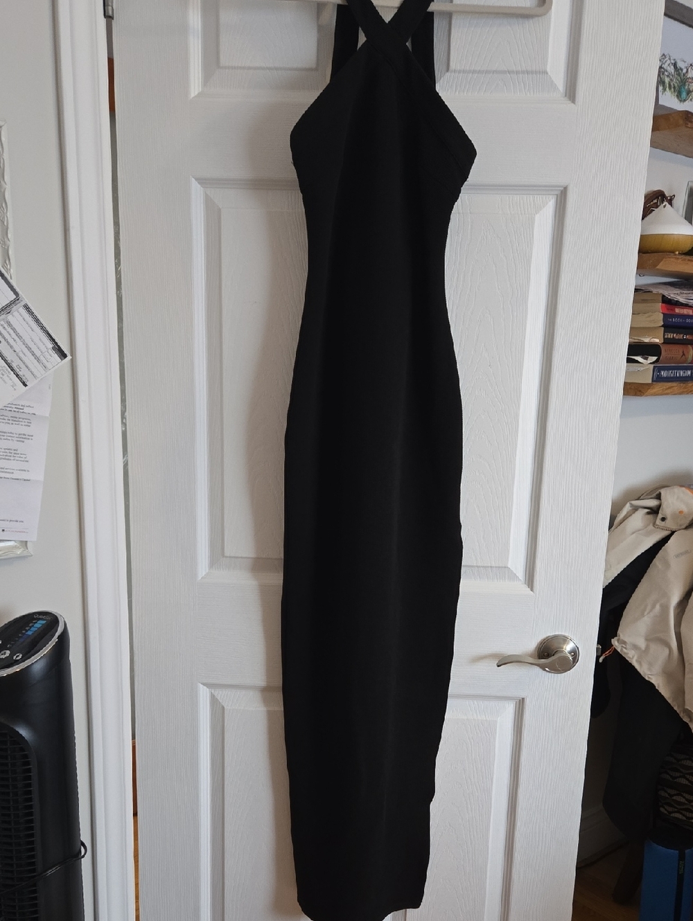 Classic Black Cross-Strap Maxi Dress